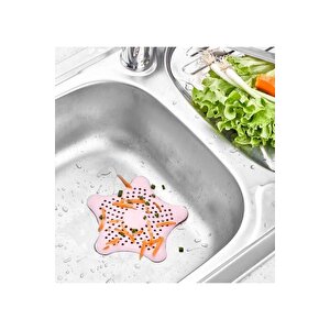 Vantuzlu Silikon Kaymaz Yıldız Lavabo Ve Küvet Süzgeci Yıldız Süzgeç Pembe Renk