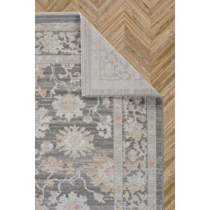 Rustik 2223 Klasik Vintage Salon Gri Country Mutfak Halısı Tozumaz Yumuşak Makine Halısı