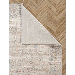 Rustik 2222 Klasik Vintage Salon Bej Krem Mutfak Halısı Tozumaz Yumuşak Makine Halısı 200x290 cm
