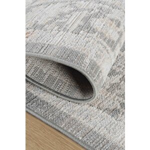 Rustik 2223 Klasik Vintage Salon Gri Country Mutfak Halısı Tozumaz Yumuşak Makine Halısı 100x300 cm