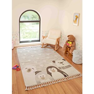 Bercario Kids 9271 Yıldızlı Hayvan Figürlü Dokuma Çocuk Odası Yumuşak Bebek Odası Halısı 160x230 cm
