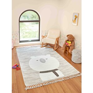 Bercario Kids 9272 Ayıcıklı Hayvan Figürlü Dokuma Çocuk Odası Yumuşak Bebek Odası Halısı 120x180 cm