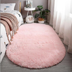 Oval Post Halı Pembe Kaymaz Taban Yumusak Pufyy 80x150 cm