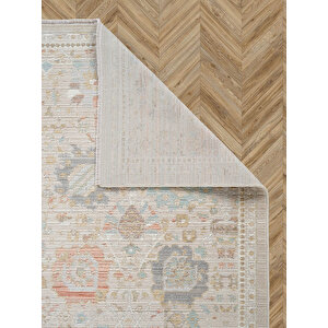Rustik 2221 Klasik Vintage Salon Bej Country Mutfak Halısı Tozumaz Yumuşak Makine Halısı 200x290 cm