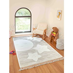 Bercario Kids 9273 Ay Yıldızlı Dokuma Çocuk Odası Halısı Yumuşak Bebek Odası Halısı 160x230 cm