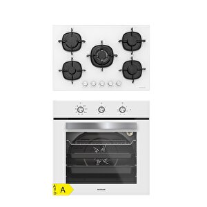 Bo6503w01 - Cs5365w01 Beyaz Cam Ankastre Set