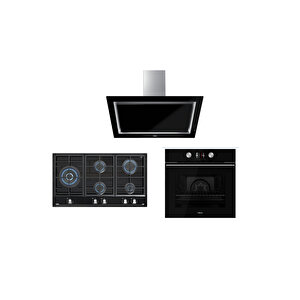 Dlv 98660 Bk Tos Davlumbaz Gzc 95320 Xbc Ocak Hlb 8600 Bk Fırın Ankastre Siyah Cam Set