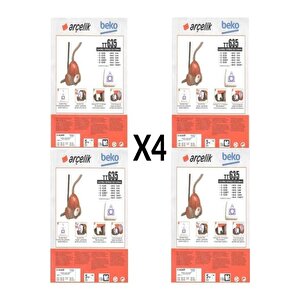 Eti̇caret Arena 4 Paket 20 Adet Beko Bks 1260 Ey Süpürge Modeli Toz Torbası Tt635