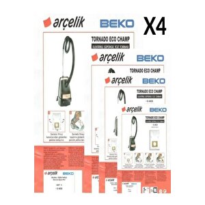 Eti̇caretarena 4 Paket 20 Adet Beko Bks 2935 Süpürge Modeli Toz Torbası Tornado Eco Camp