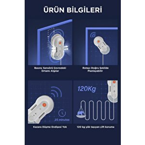 Torima S8 Beyaz Su Püskürtmeli Uzaktan Kumandalı Mobil Ap Control Cam Temizleme Robotu