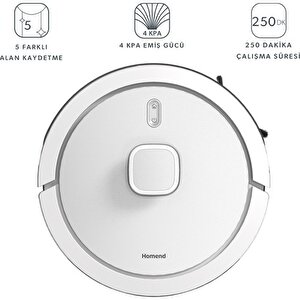 Homend Alex Laser Power + 1287h Beyaz Toz Hazneli Moblu Robot Süpürge