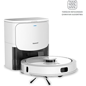 Homend Alex Laser Power + 1287h Beyaz Toz Hazneli Moblu Robot Süpürge