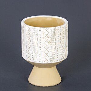 Motifli Yuvarlak Beton Saksı 12x19 Cm