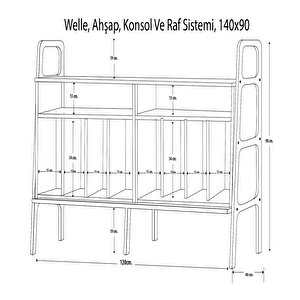 Welle Ahşap, Konsol Ve Raf Sistemi, 140x90, Natural Renk, Cpt4693-140 Natural