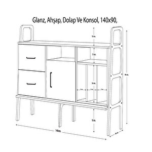 Glanz Ahşap, Dolap Ve Konsol, 140x90, Tik Renk, Cpt4704-140 Tik