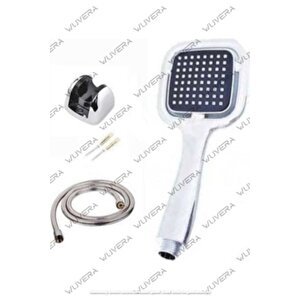 Siyah Kare Banyo Duş Seti Hortum Mafsal Ve Başlık Set