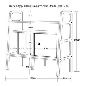 Black Ahşap, 100x90, Dolap Ve Pikap Standı, Siyah Renk, Cpt4689-100