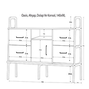 Oasis Ahşap, Dolap Ve Konsol, 140x90, Tik Renk, Cpt4710-140