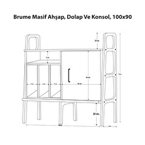 Brume Ahşap, Dolap Ve Konsol, 100x90, Tik-beyaz Renk, Cpt4691-100