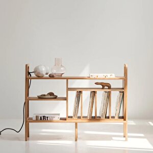 Legno Masif Ahşap Kitaplık Ve Raf Ünitesi, 120x90, Tik Renk, Cpt4694-120