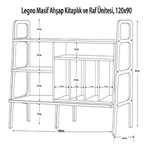 Legno Ahşap Kitaplık Ve Raf Ünitesi, 120x90, Tik Renk, Cpt4694-120
