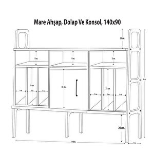 Mare Ahşap, Dolap Ve Konsol, 140x90, Natural Renk, Cpt4711-140