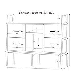 Holz Ahşap, Dolap Ve Konsol, 140x90, Tik Renk, Cpt4681-140