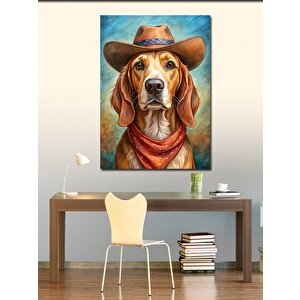 Kanvas Tablo Kovboy Şapkalı Köpek