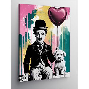 Kanvas Tablo Charlie Chaplin Ve Köpek 70x100 cm