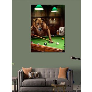 Kanvas Tablo Bilardo Oynayan Köpekler 70x100 cm