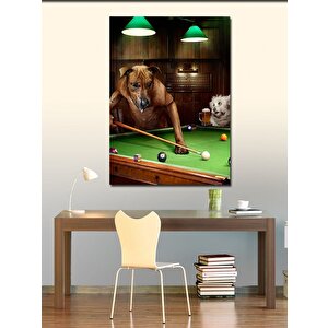 Kanvas Tablo Bilardo Oynayan Köpekler