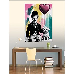 Kanvas Tablo Charlie Chaplin Ve Köpek 100x140 cm