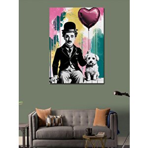 Kanvas Tablo Charlie Chaplin Ve Köpek 100x140 cm
