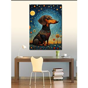 Kanvas Tablo Kırmızı Tasmalı Köpek