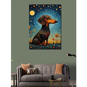 Kanvas Tablo Kırmızı Tasmalı Köpek