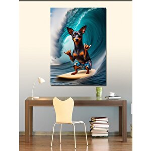 Kanvas Tablo Sörf Yapan Köpek 100x140 cm