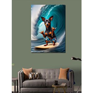 Kanvas Tablo Sörf Yapan Köpek 100x140 cm