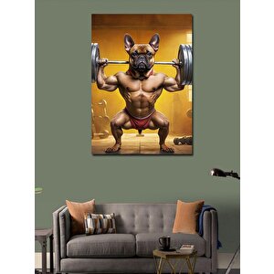 Kanvas Tablo Vücut Geliştiren Köpek 100x140 cm