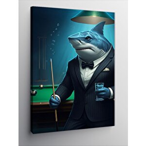 Kanvas Tablo Bilardo Köpekbalığı 70x100 cm