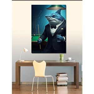 Kanvas Tablo Bilardo Köpekbalığı 70x100 cm