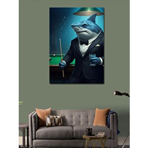 Kanvas Tablo Bilardo Köpekbalığı 70x100 cm