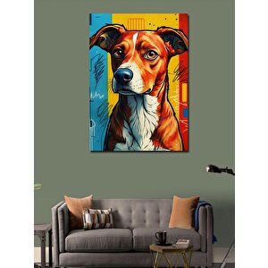 Kanvas Tablo Renkli Köpek Portresi 100x140 cm