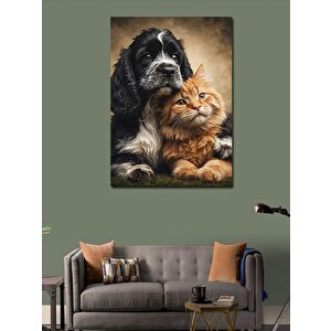 Kanvas Tablo Köpek Ve Kedi 100x140 cm