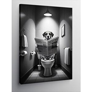 Kanvas Tablo Köpek Tuvalette 100x140 cm