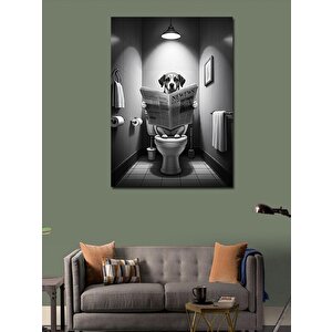 Kanvas Tablo Köpek Tuvalette 100x140 cm