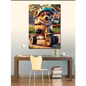Kanvas Tablo Bisiklet Süren Köpek 70x100 cm