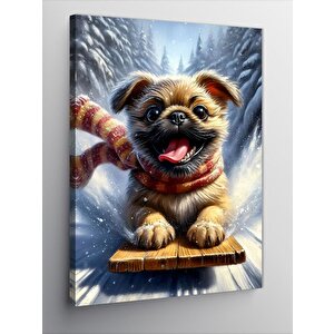 Kanvas Tablo Kaykay Üzerinde Köpek Yavrusu 70x100 cm
