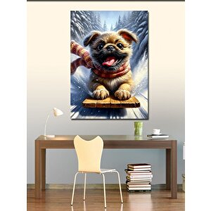 Kanvas Tablo Kaykay Üzerinde Köpek Yavrusu 70x100 cm