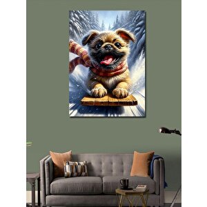 Kanvas Tablo Kaykay Üzerinde Köpek Yavrusu 70x100 cm
