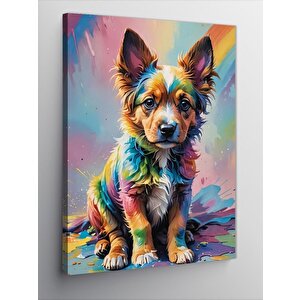 Kanvas Tablo Renkli Yavru Köpek